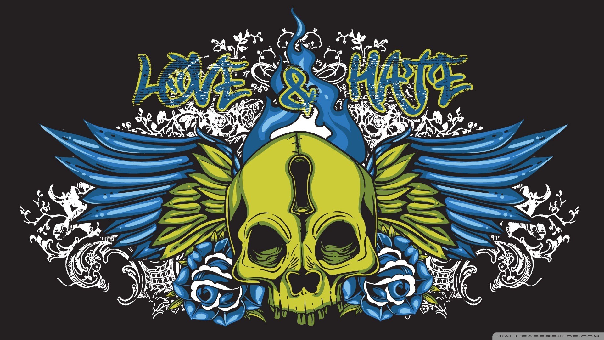 Love and Hate skull design