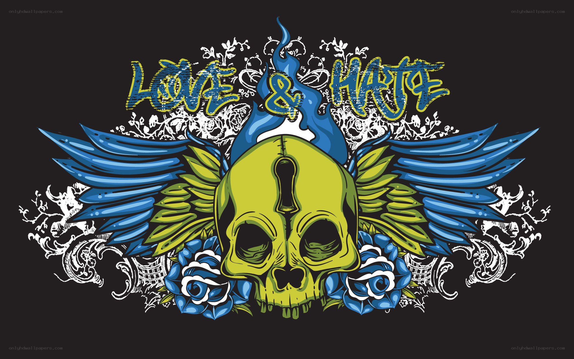 Love and Hate skull design