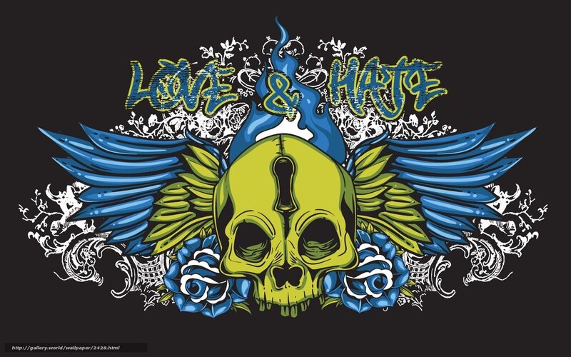 Love and Hate skull design