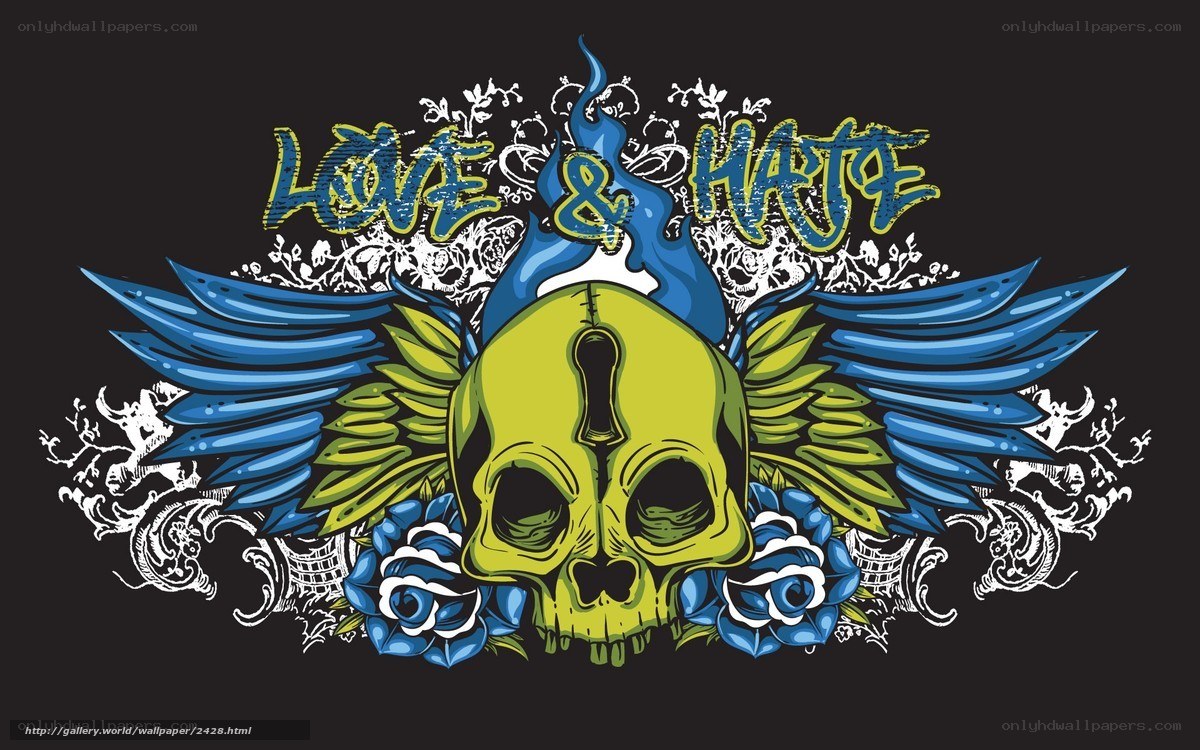 Love and Hate skull design