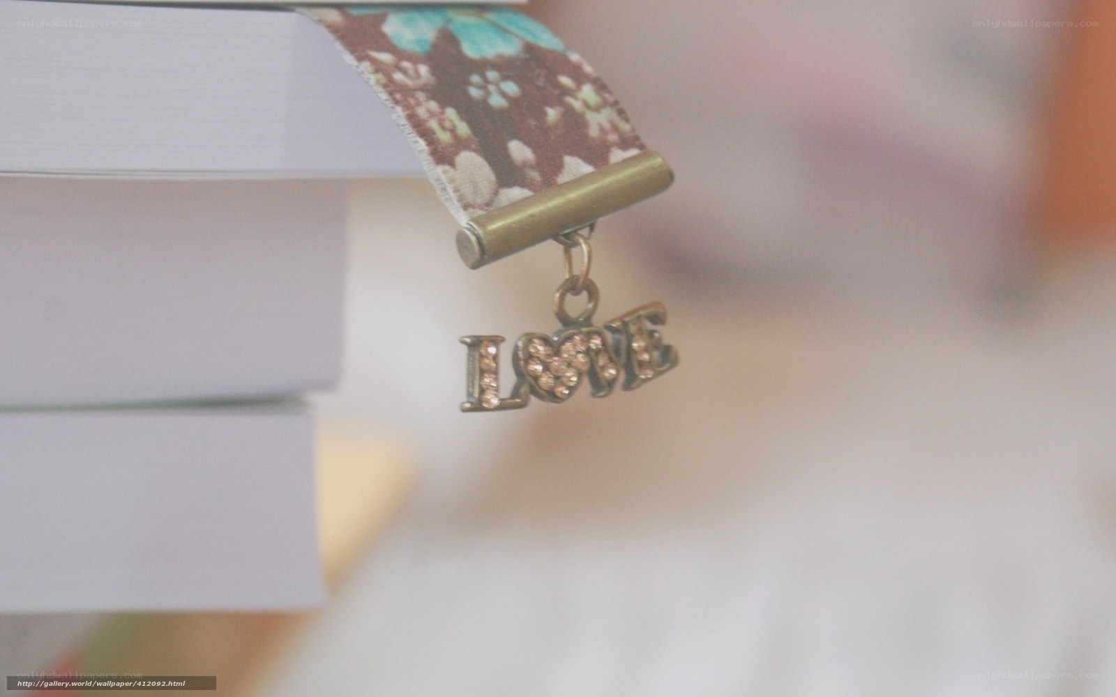 Love bookmark on books