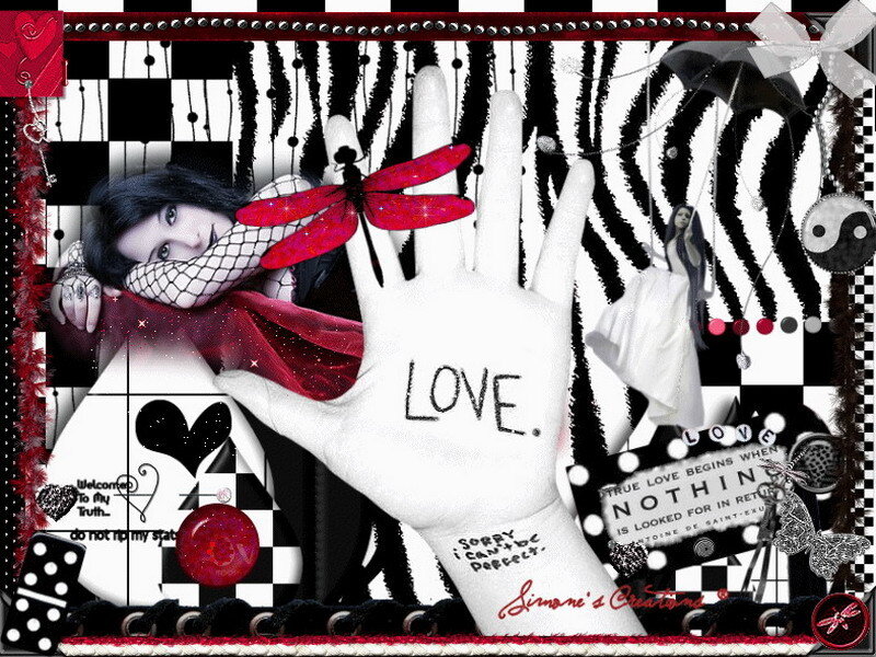 love collage with hand and dragonfly