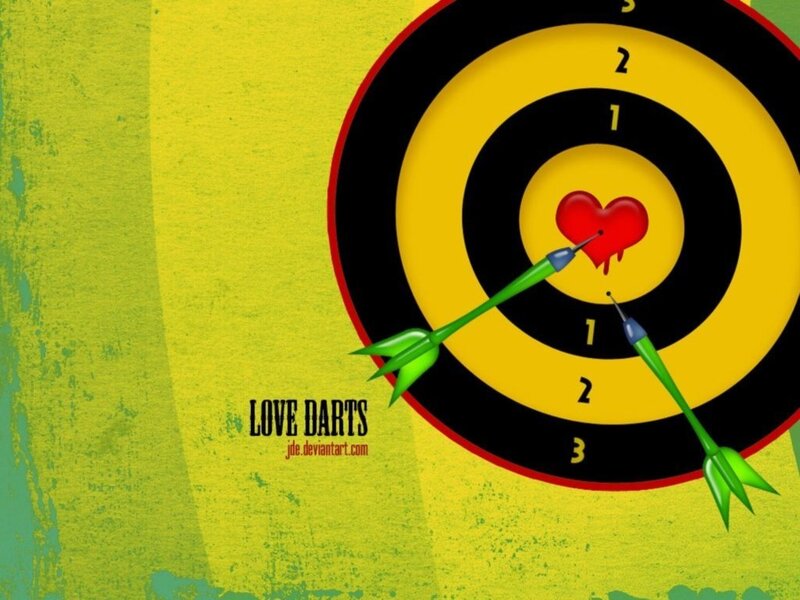 Love darts on target