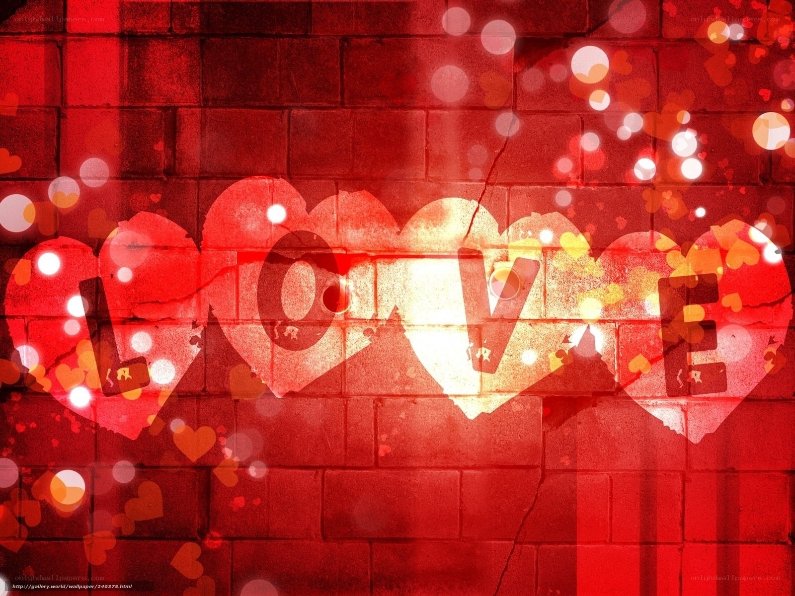 Love graffiti on red brick wall