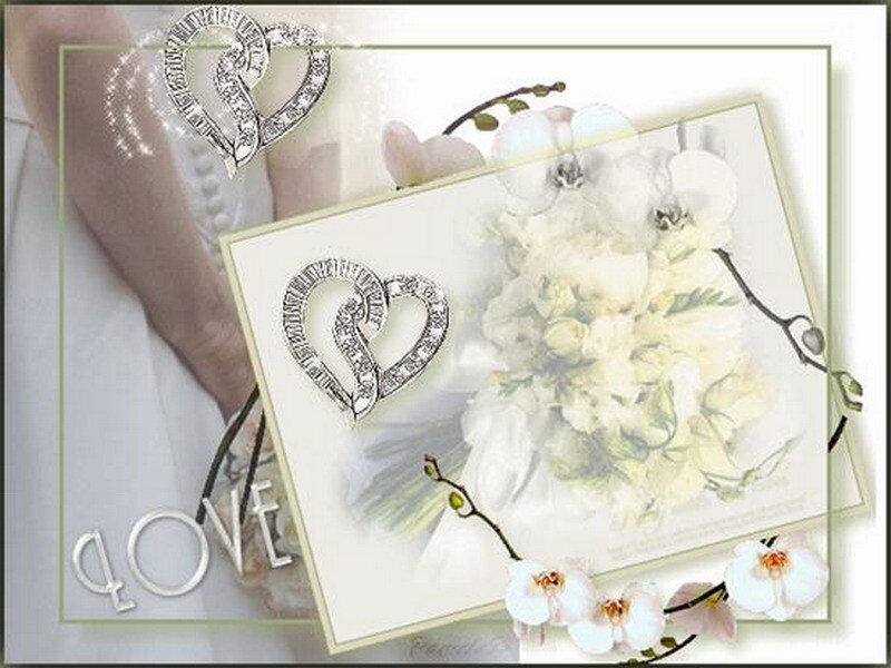 Love heart and flowers collage