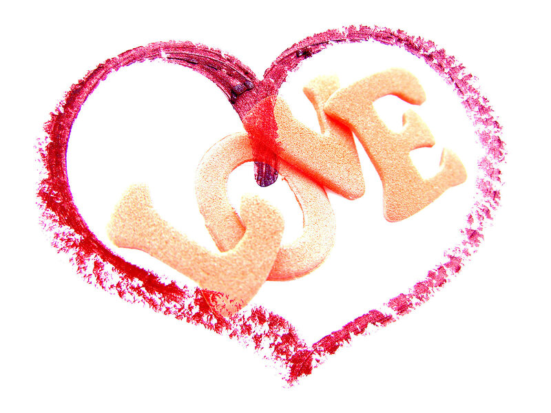 love heart with word love