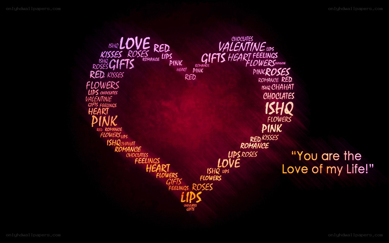 Love heart word art