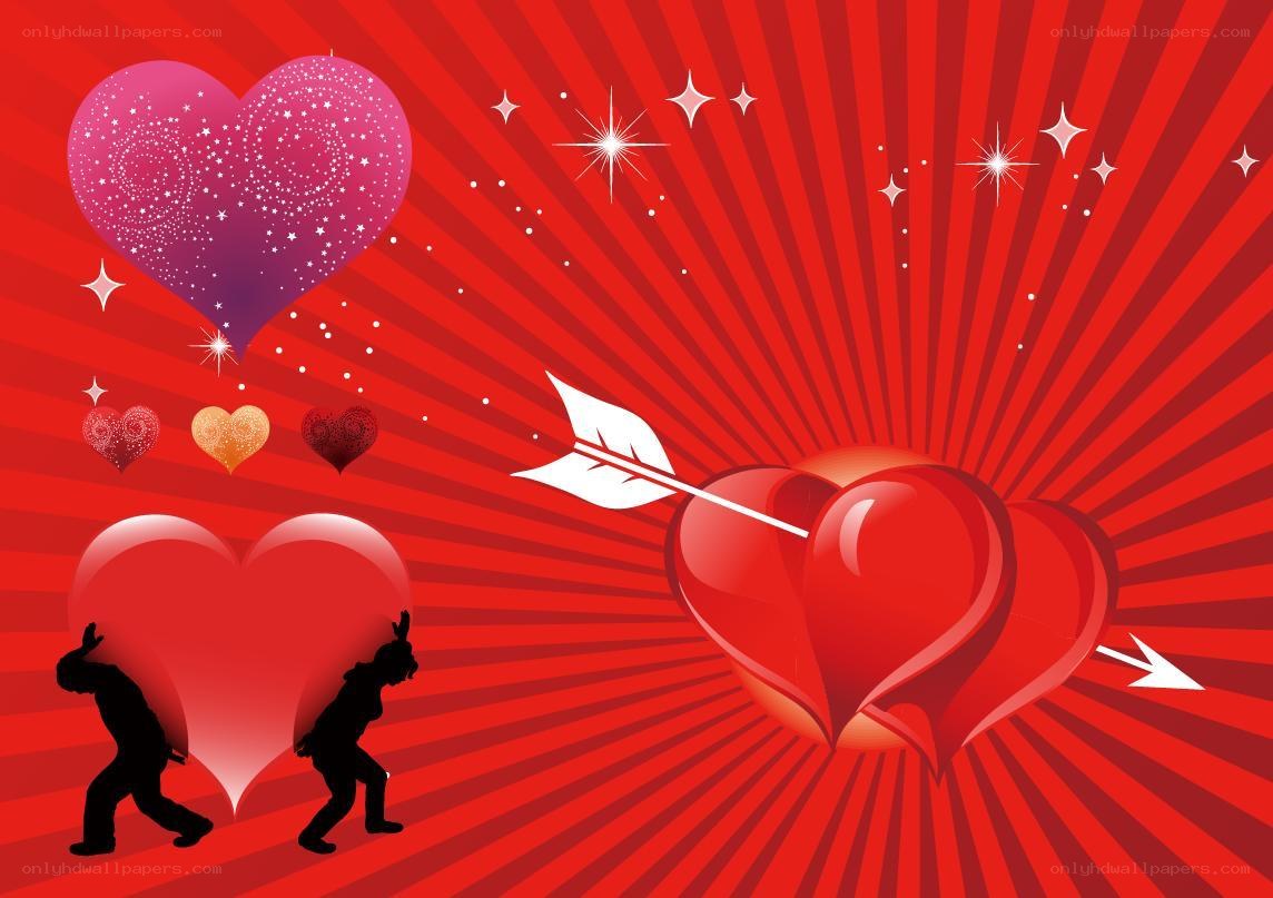 love hearts and silhouettes