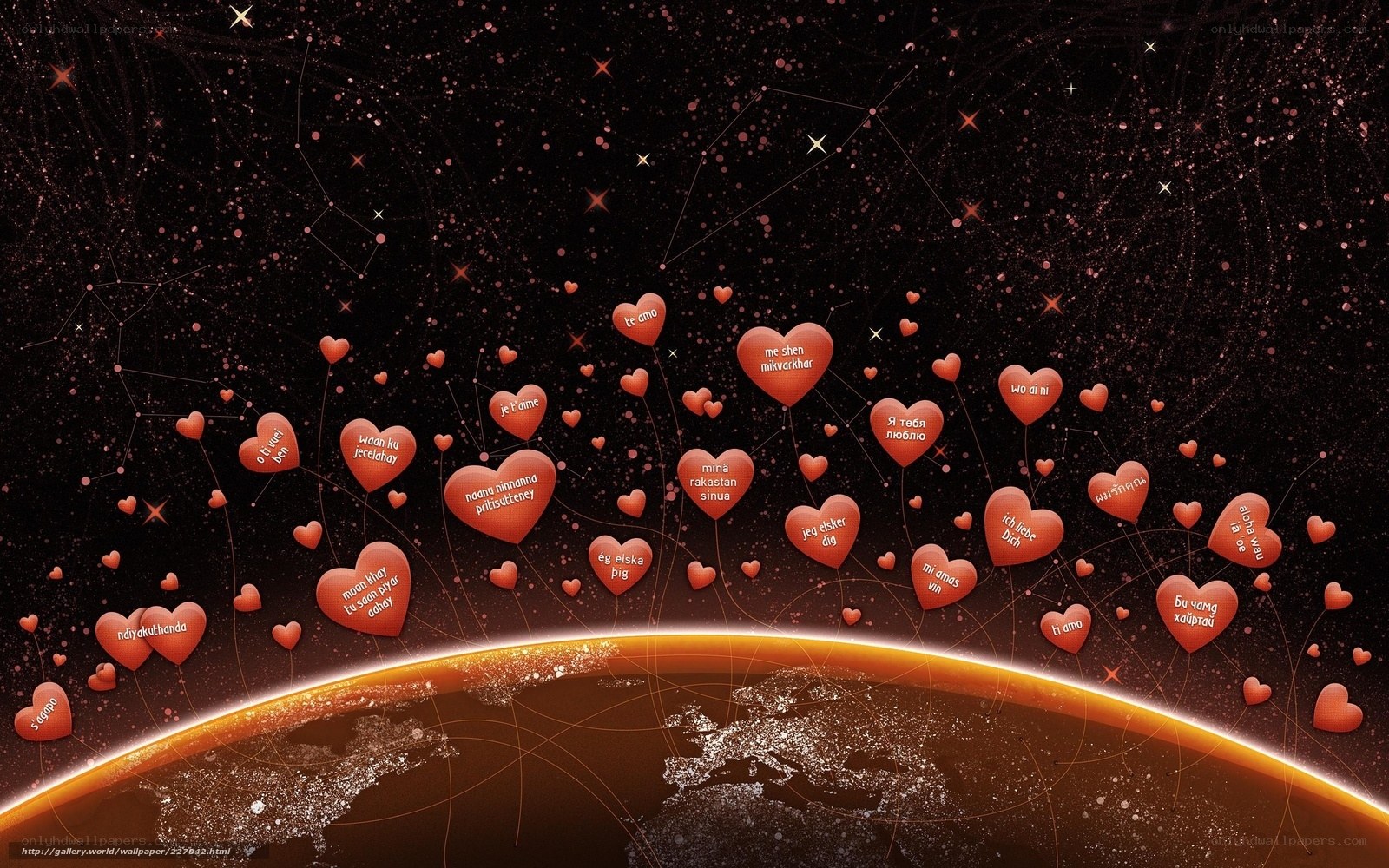 Love hearts in space