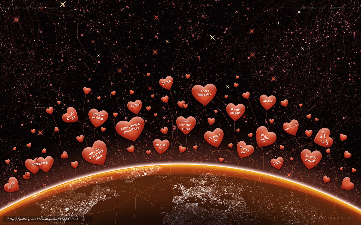 Love hearts in space