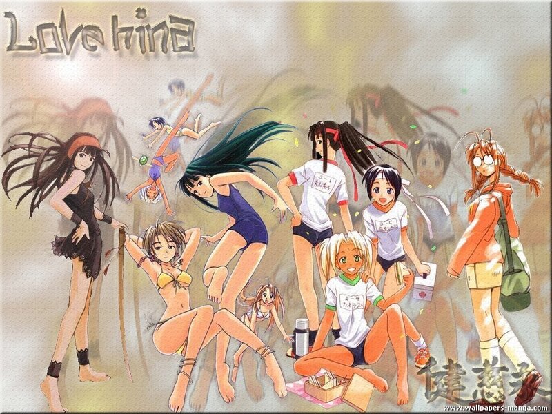 Love Hina anime character group