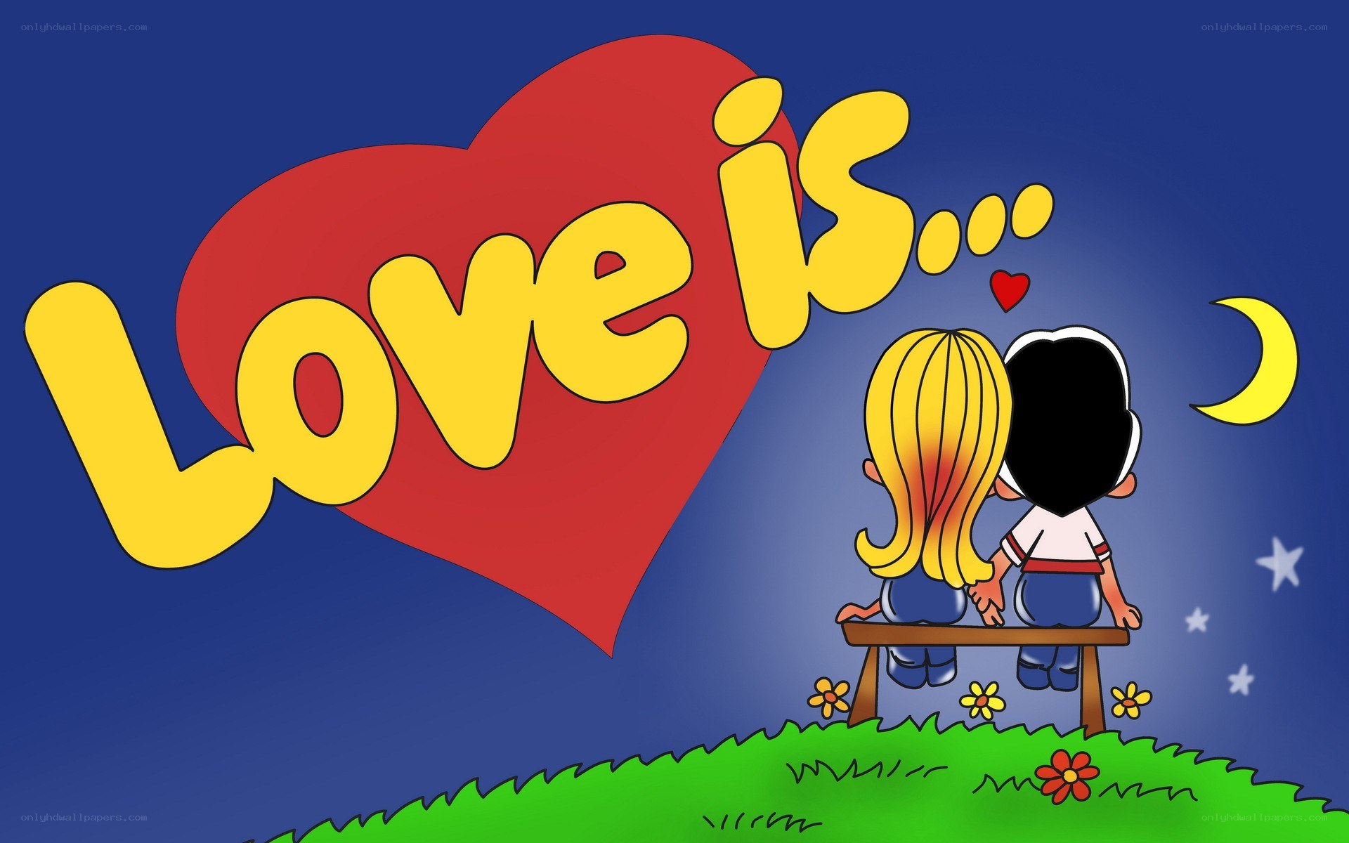 Love is... a couple on a bench