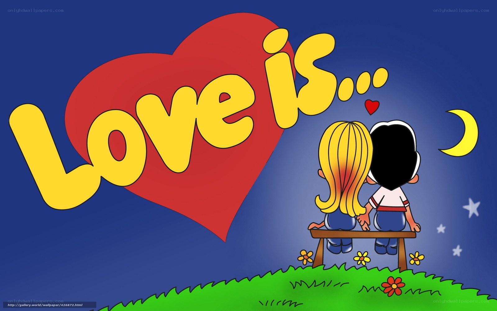 Love is... couple on bench