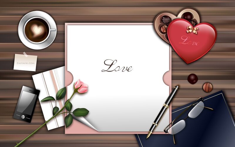 Love letter on wooden desk