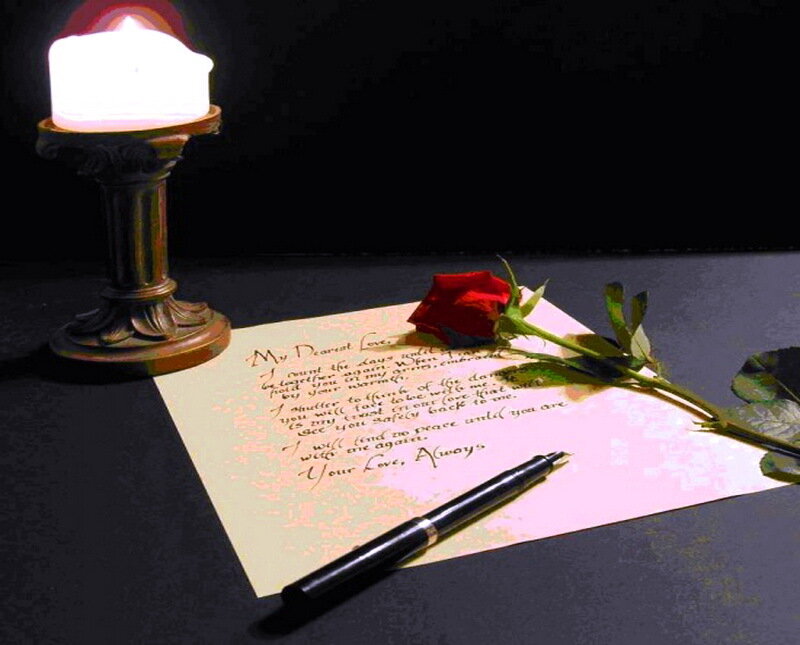 Love Letter with Rose — Black