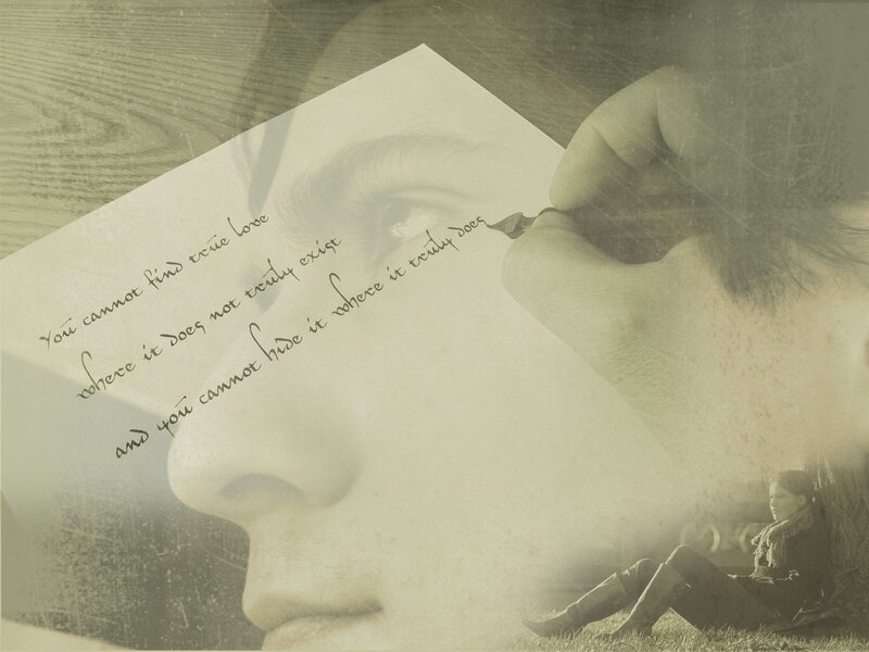 Love letter with woman in background