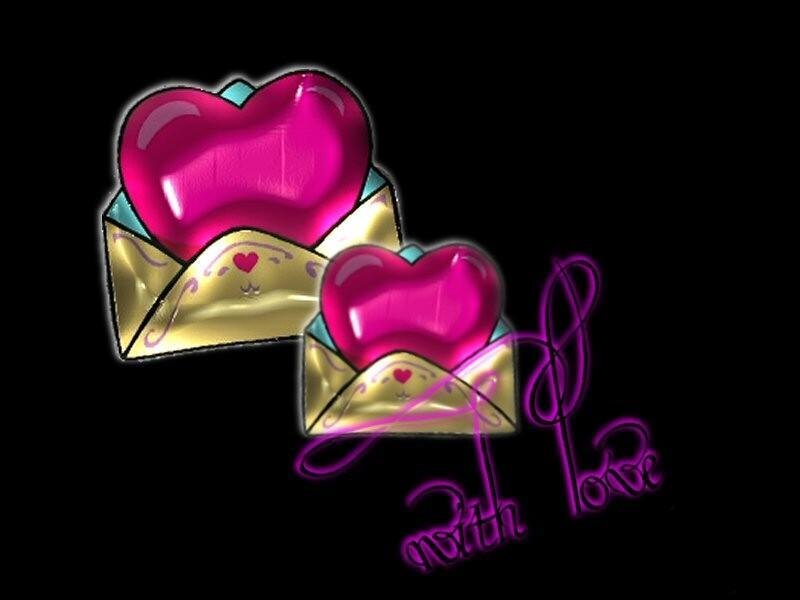 love letters with hearts