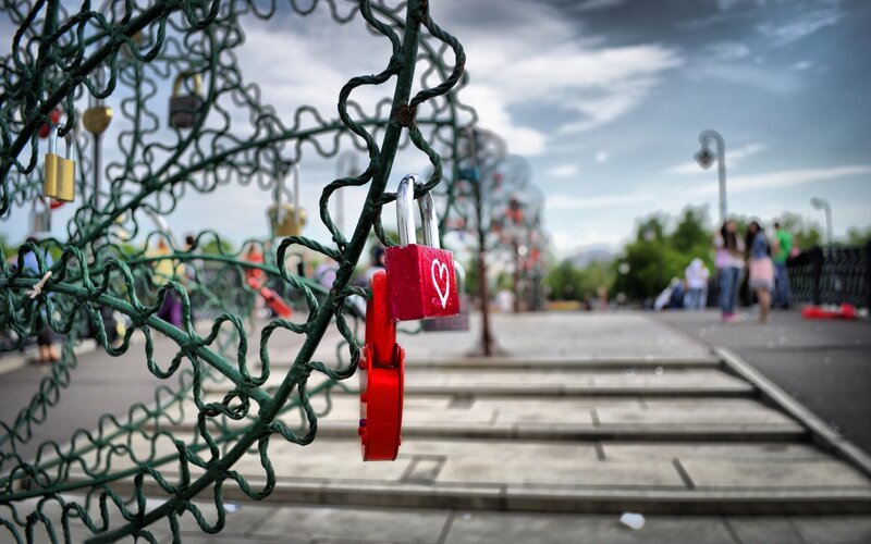 Love locks on a bridge
