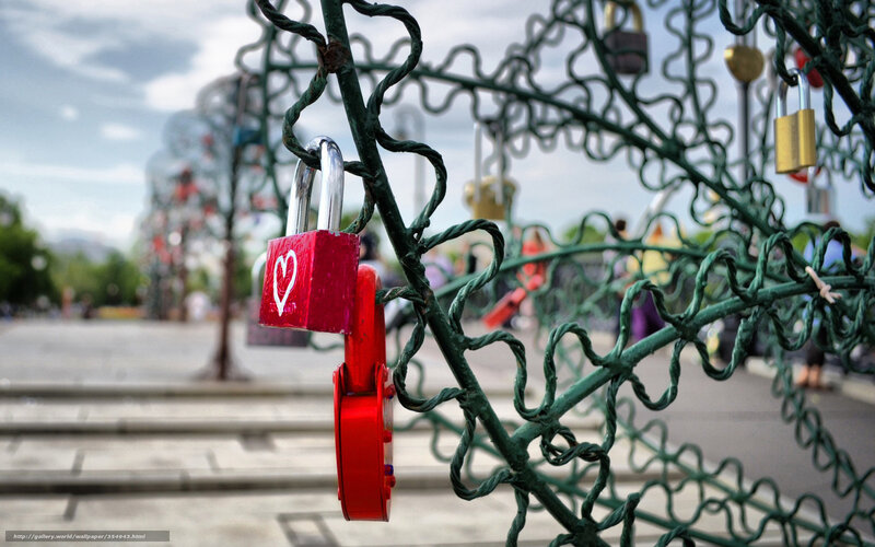 Love locks on a green structure