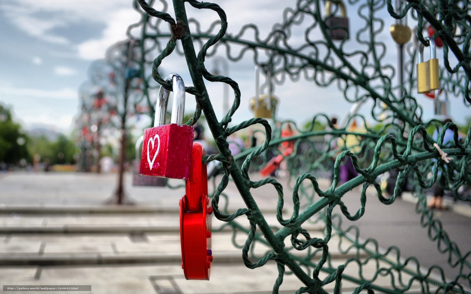 Love locks on a green structure