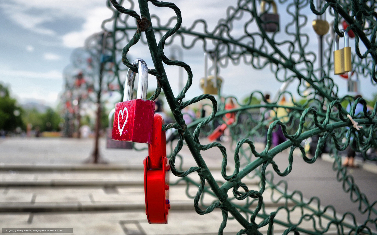 Love locks on a green structure