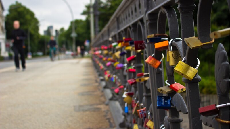 Love Locks on Bridge — Gray