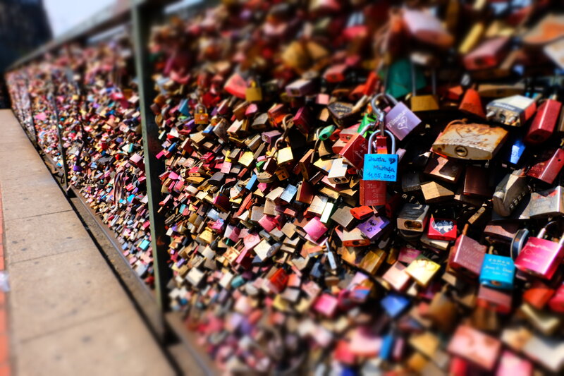 Love Locks on Bridge — Red