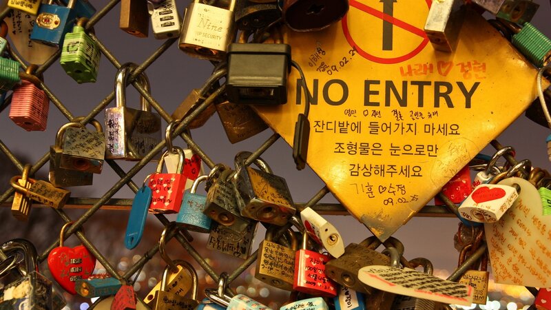 Love Locks on Bridge — Yellow