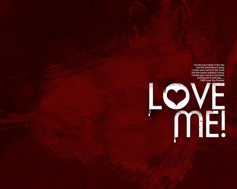 Love me text on red background
