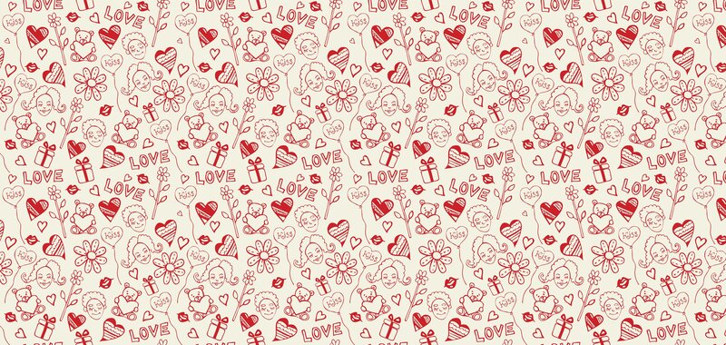 love pattern with hearts and teddy bears