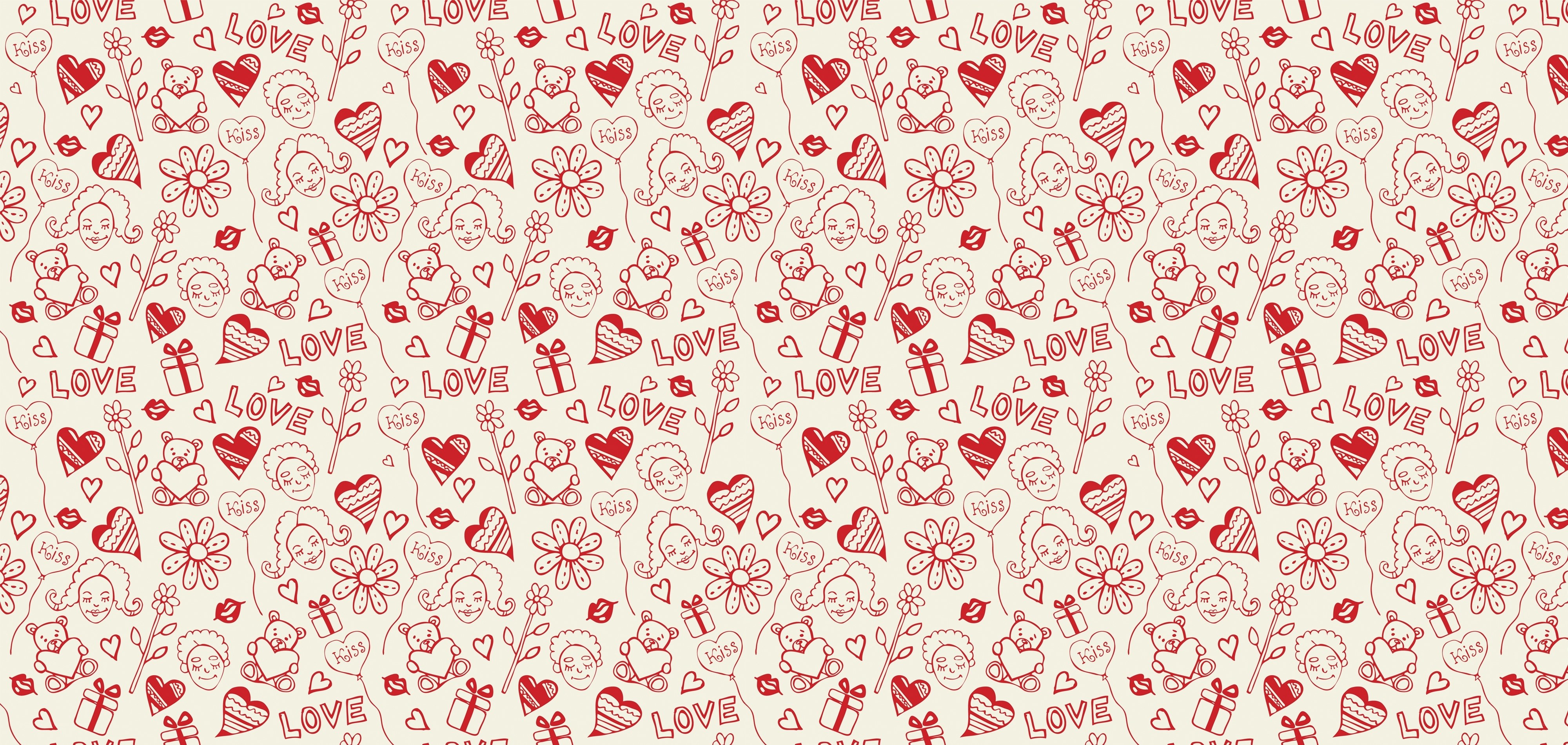 love pattern with hearts and teddy bears