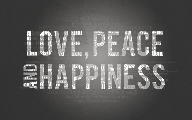 love peace happiness text art