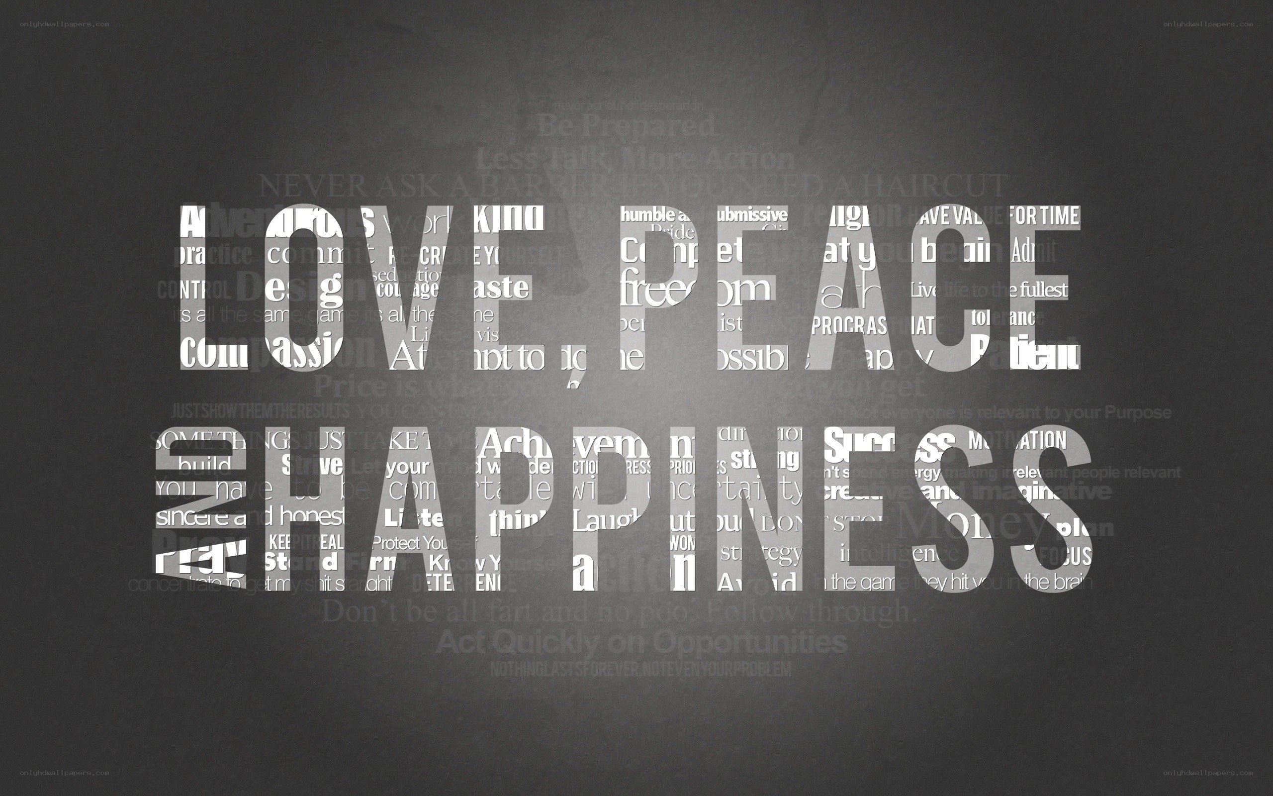 love peace happiness text art