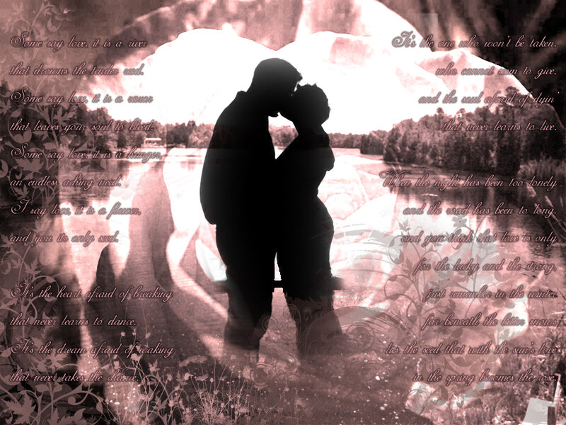 Love poem with couple silhouette