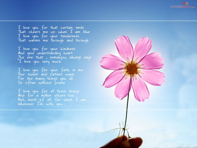 Love poem with pink flower