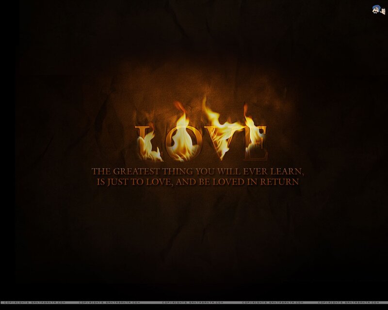 Love quote with flames