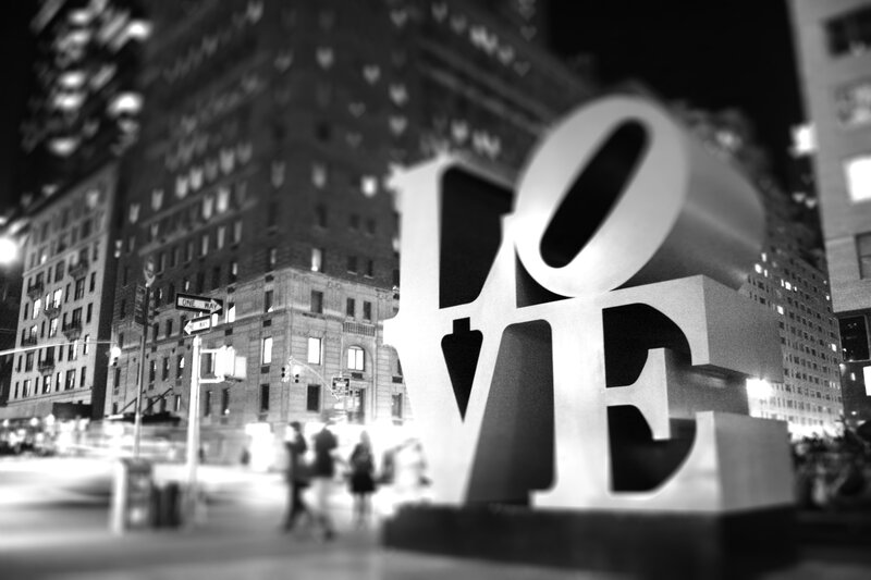 LOVE Sculpture at Night — Black
