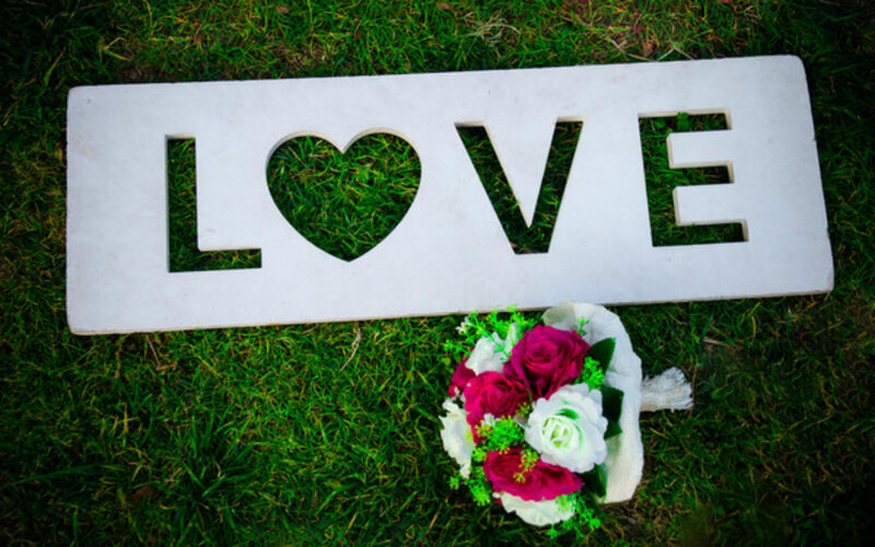 Love Sign and Flowers