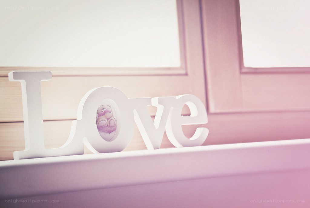 Love sign on a windowsill