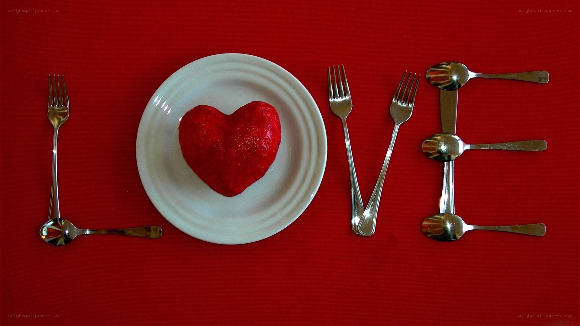 Love spelled with cutlery