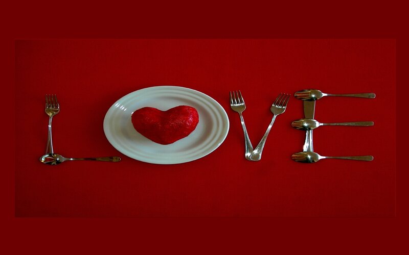Love spelled with cutlery