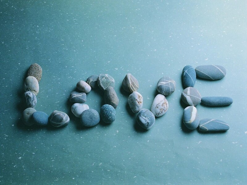 love spelled with stones