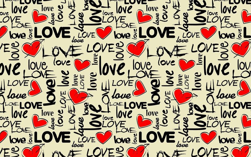 Love Text and Hearts Pattern