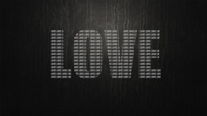 Love text art on black leather