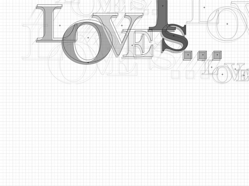 Love text design on grid
