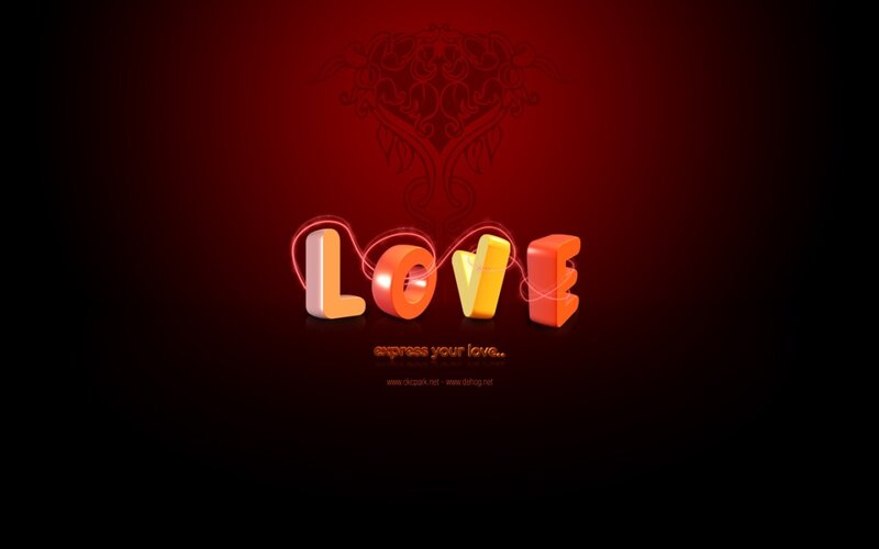 Love text on red background