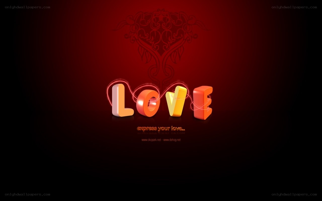 Love text on red background