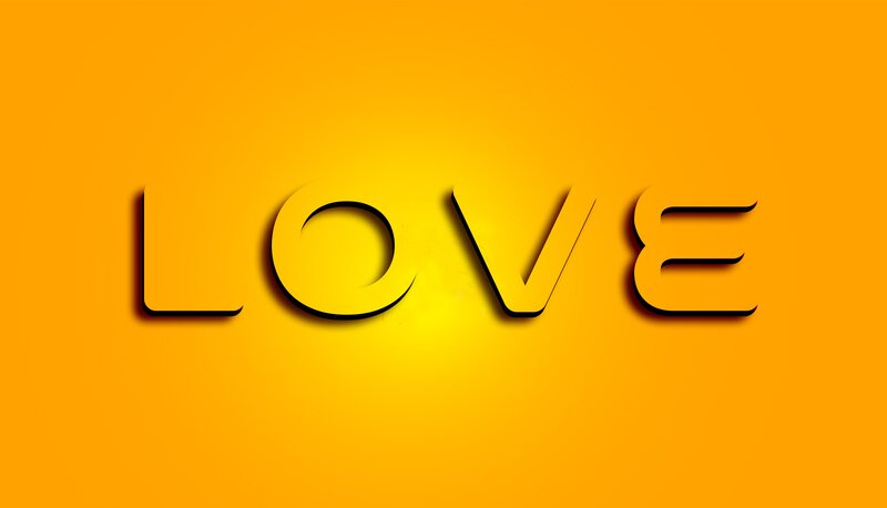 love text on yellow background