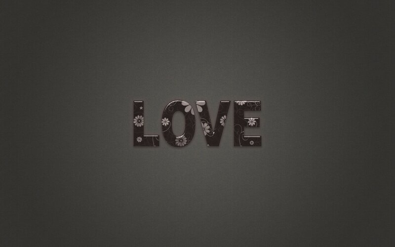 love text with floral pattern