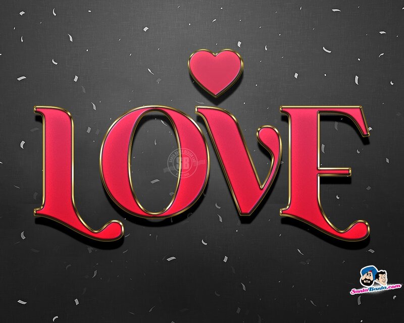Love text with heart symbol